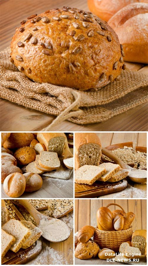 Basket with fresh bread stock photo