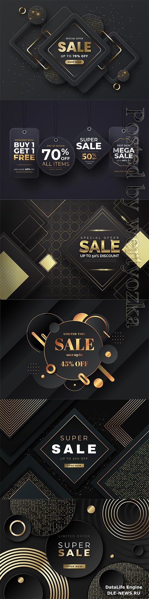 Luxury sale wallpaper with golden vector elements