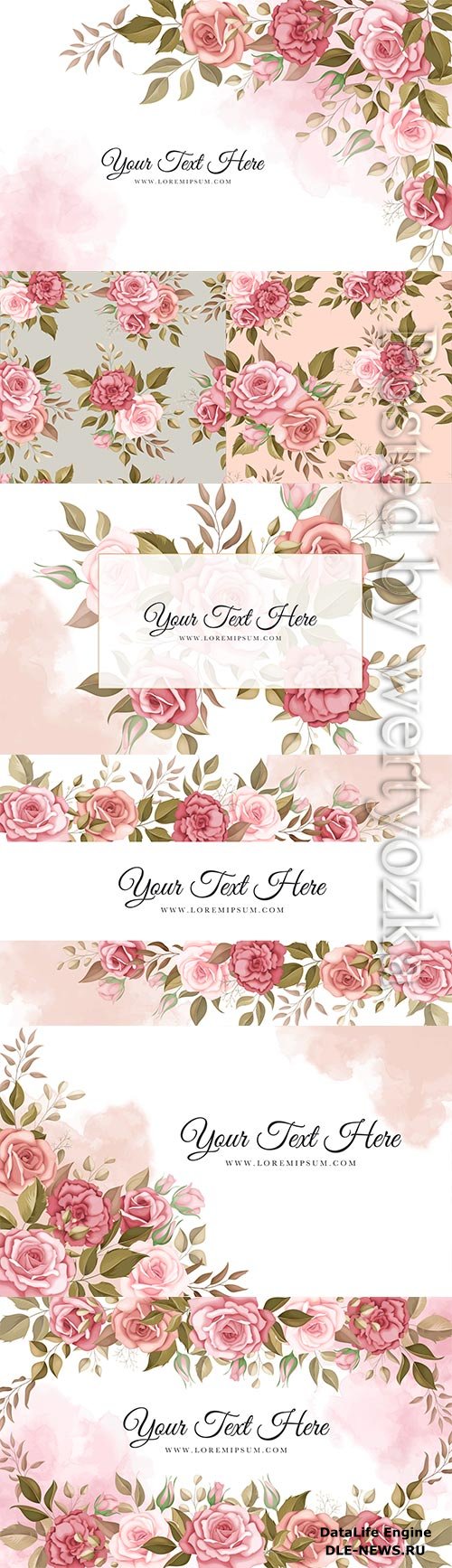 Elegant floral vector background with romantic roses