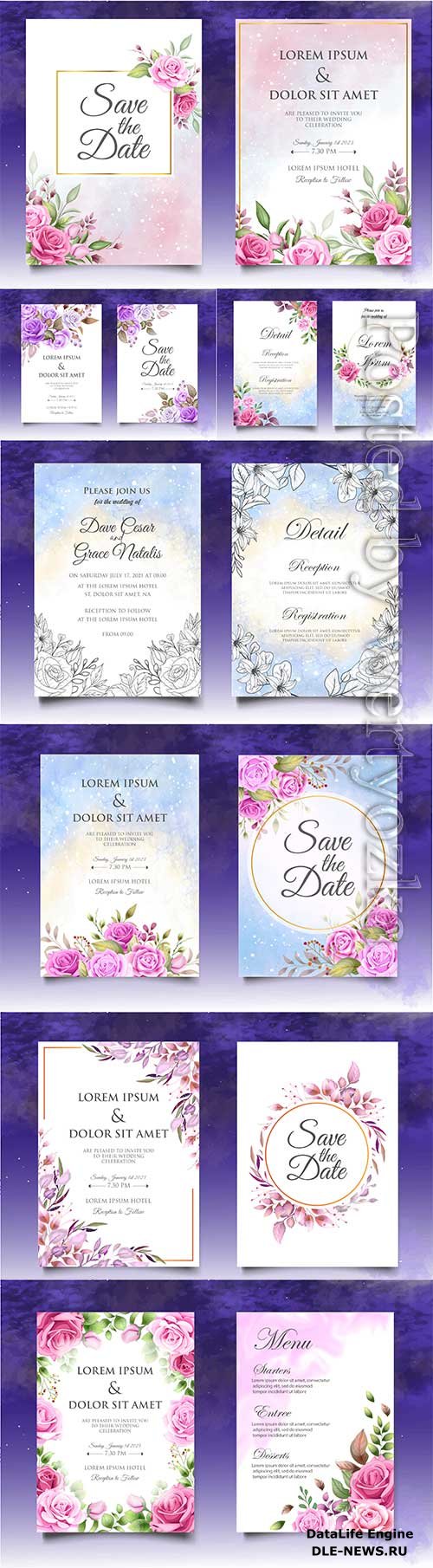 Floral  invitation template wedding