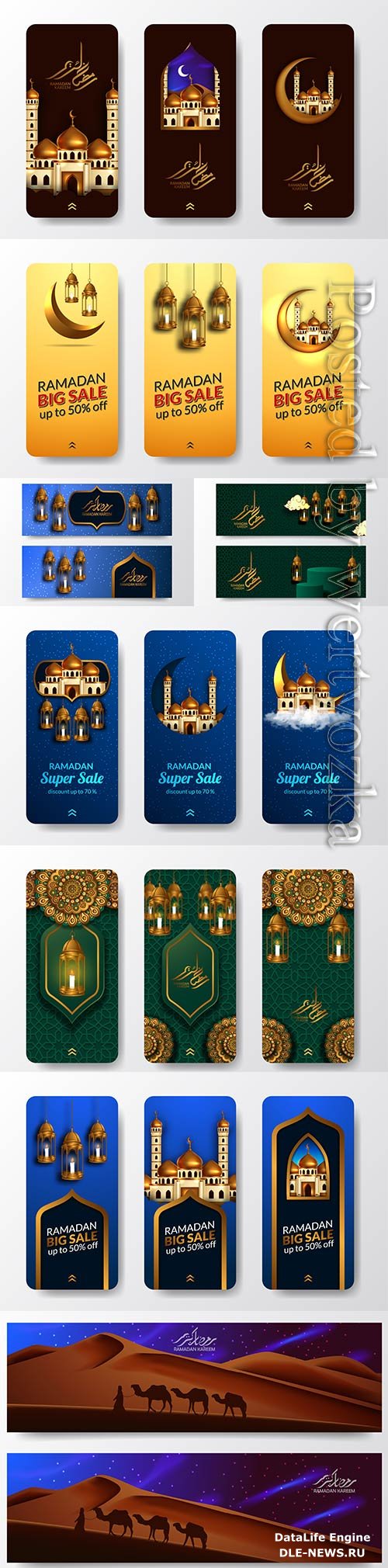 Ramadan kareem decoration with golden luxury mosque for greeting card template