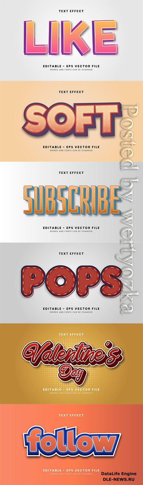 3d editable text style effect vector vol 281