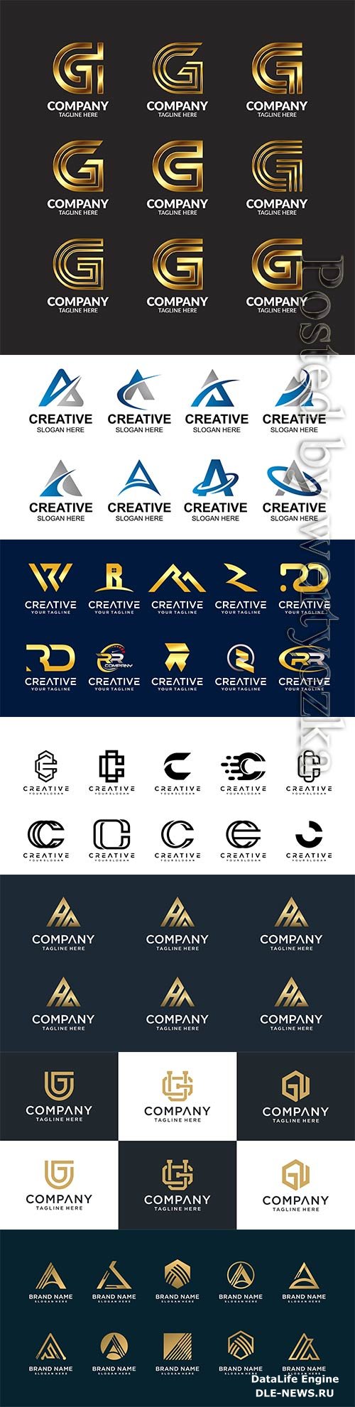 Set of creative abstract monogram letter vector logo template