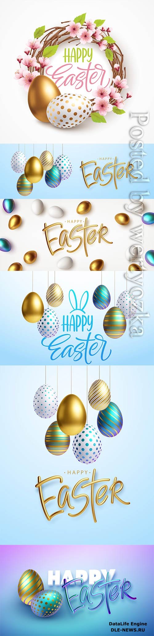 Happy easter on a background of easter eggs