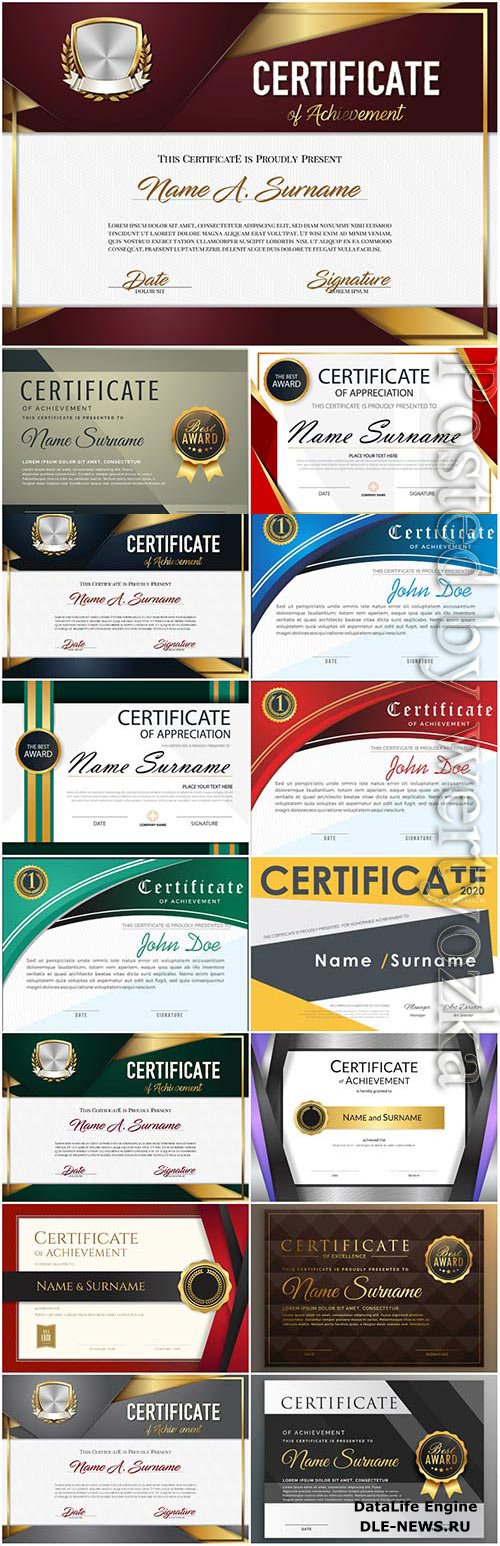 Horizontal certificates and diplomas in vector