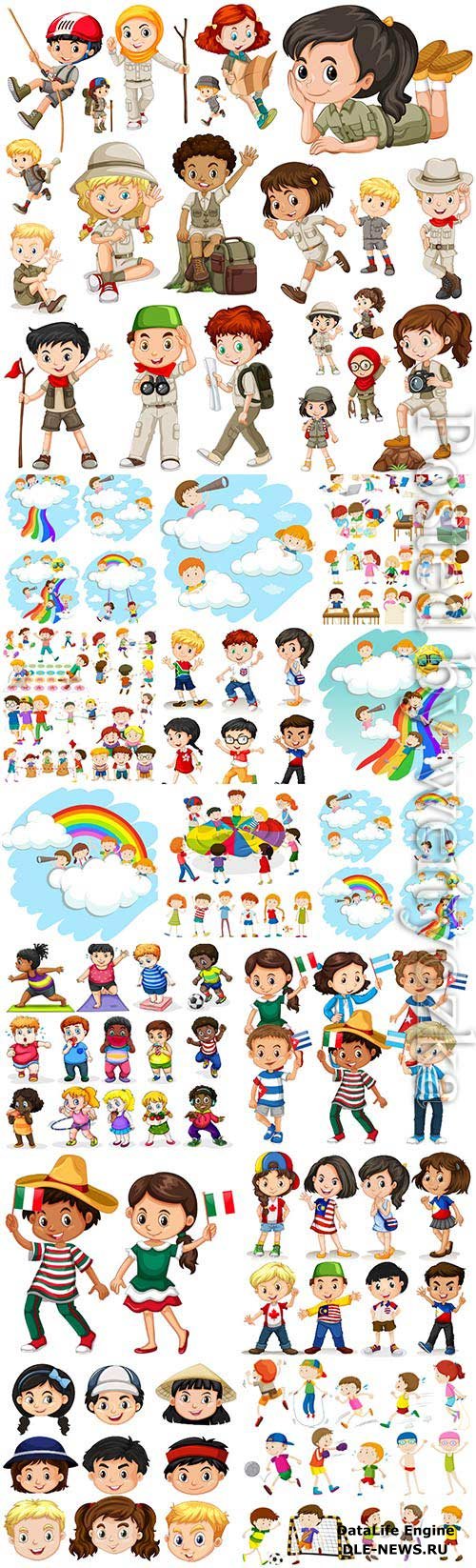 Little cartoon boys and girls in vector