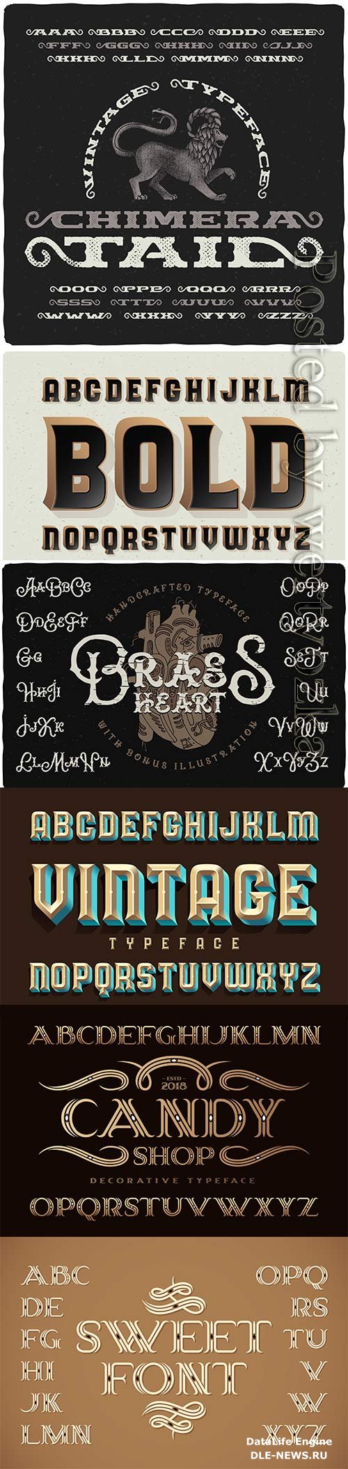 Decorative classic style font vector set