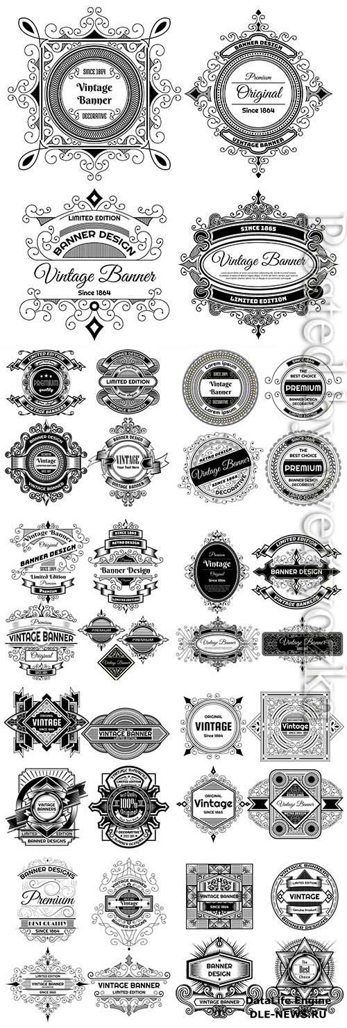 Retro labels on white background in vector