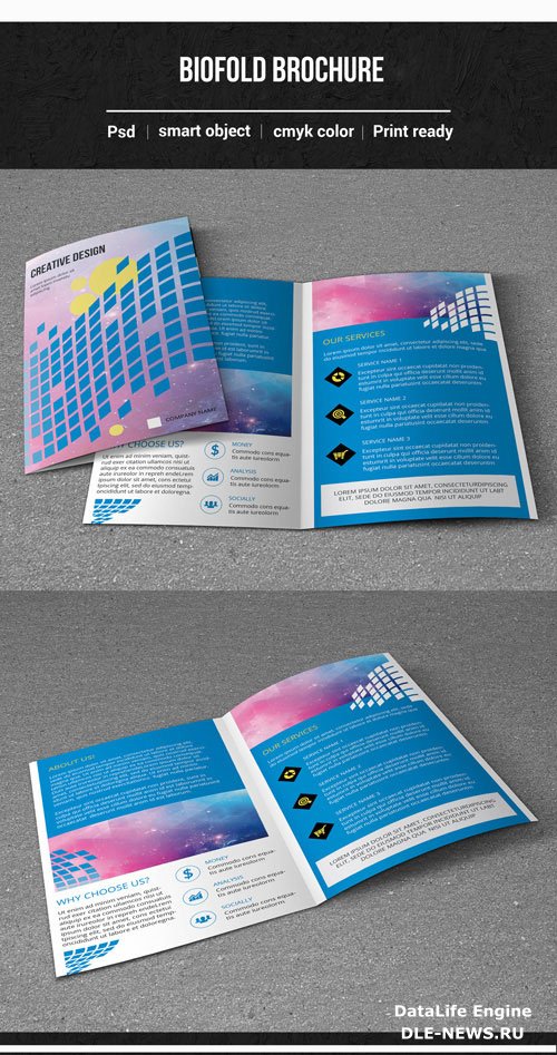 Business Brochure Layout with Repeating Square Pattern