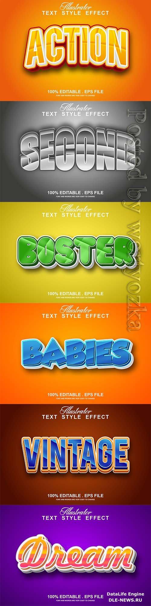 3d editable text style effect vector vol 809