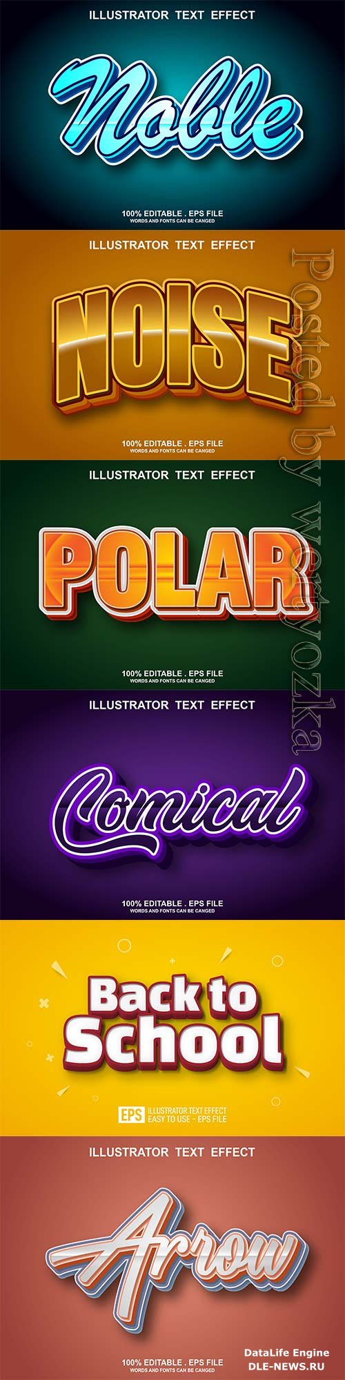 3d editable text style effect vector vol 808