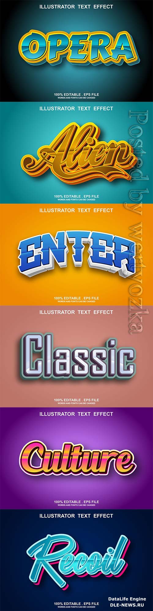 3d editable text style effect vector vol 804