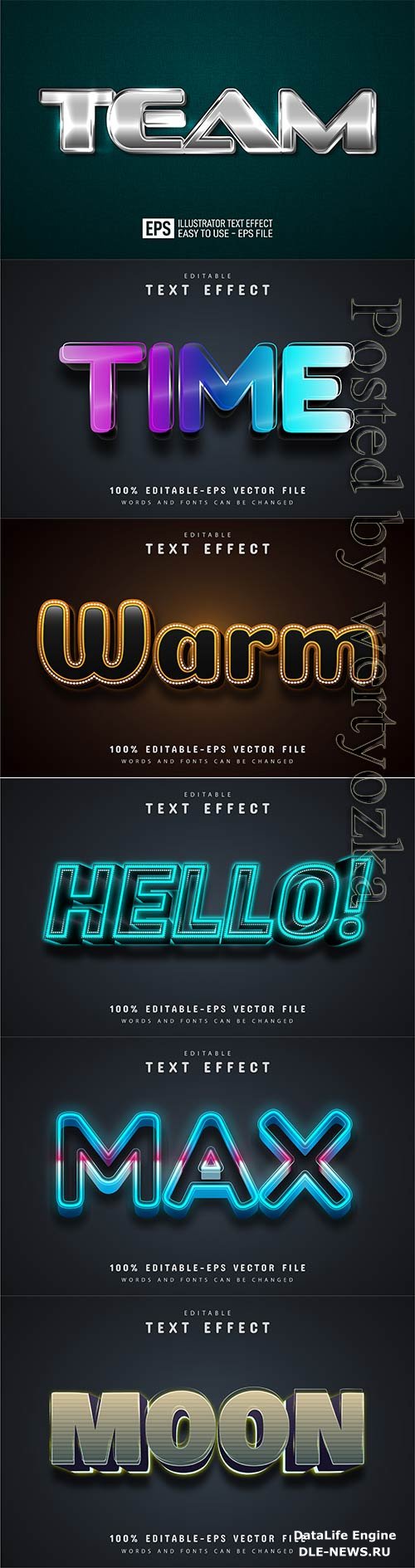 3d editable text style effect vector vol 789