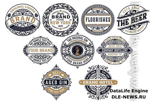 Set of 9 Vintage Logos and Badges