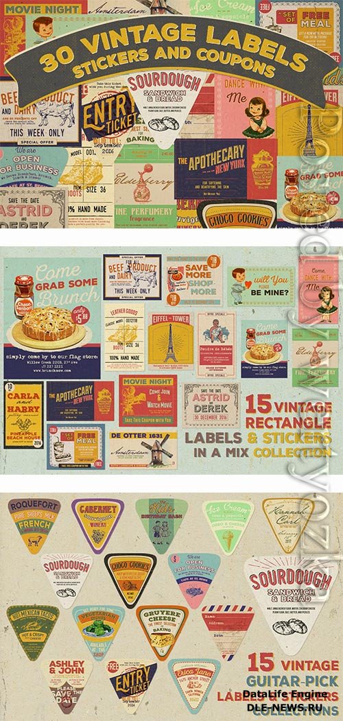 30 Vintage Labels, Stickers, and Coupons Feature