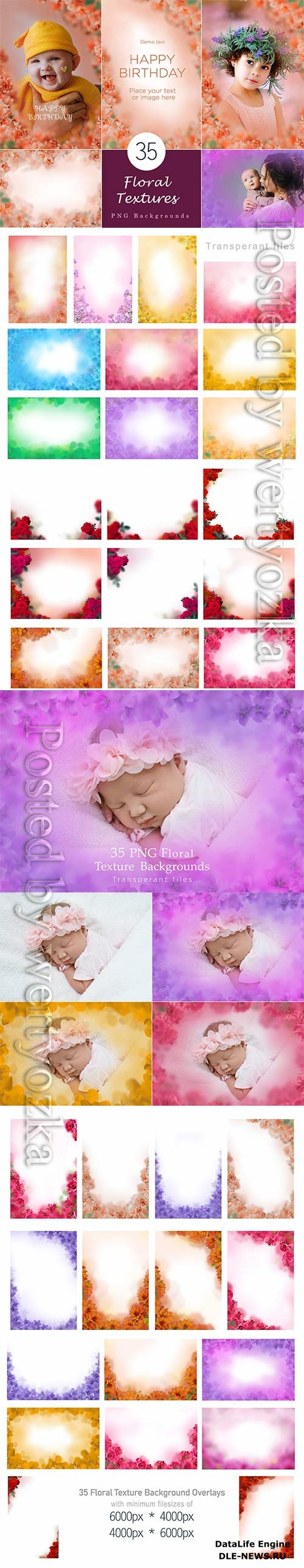 35 Floral Texture Background Overlays