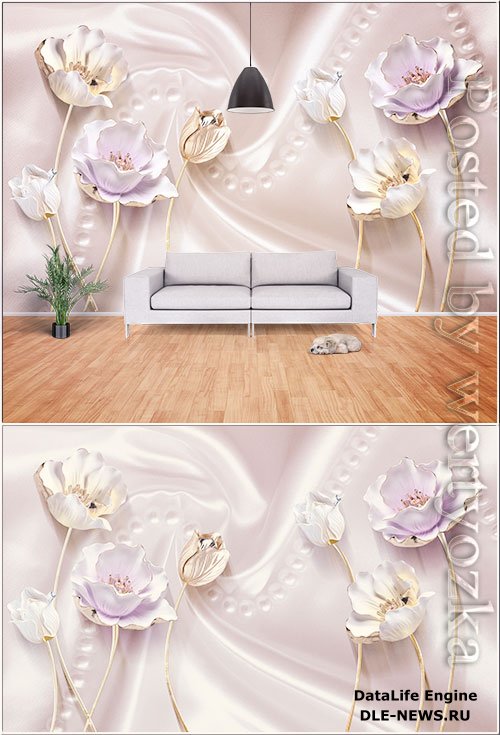 3d pink satin stereo tulip jewelry background wall