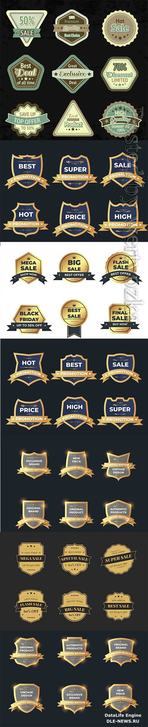 Set of retro vintage vector sale badge