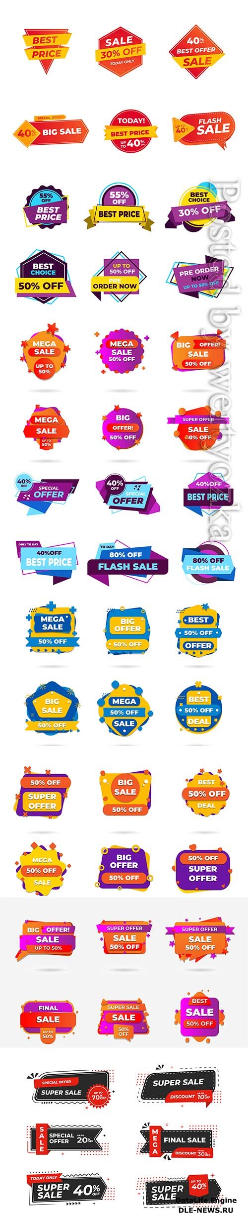 Sale banners and tag, labels, discount sticker