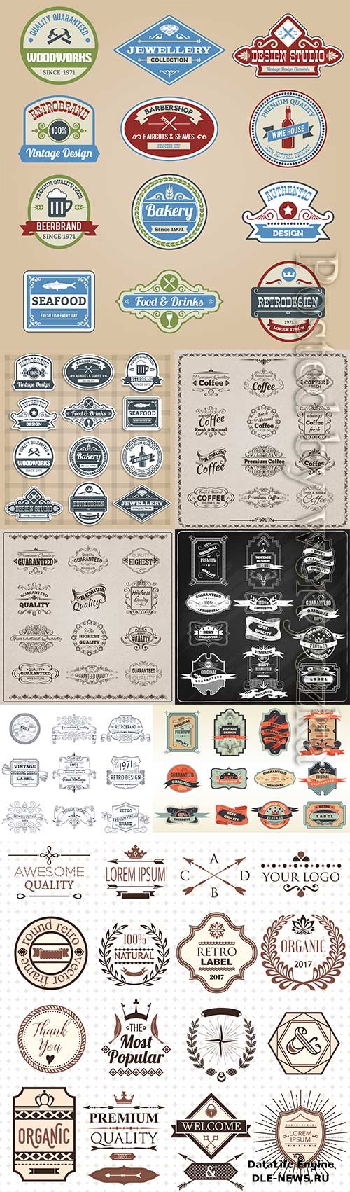 Original retro labels emblems collection