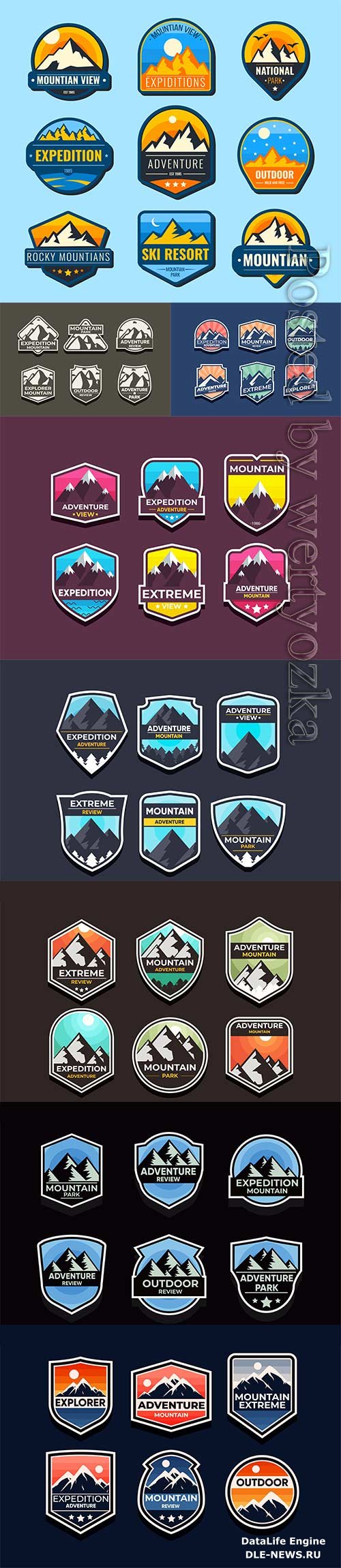 Explore mountain advanture symbol vector set