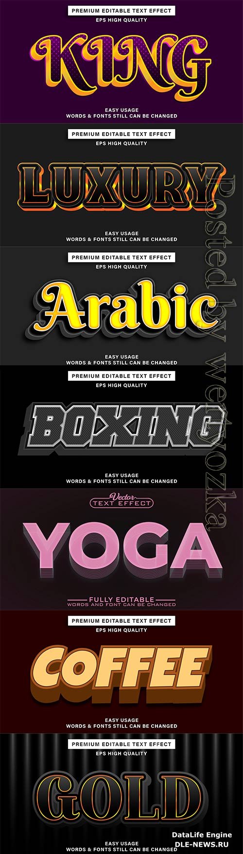 3d editable text style effect vector vol 837