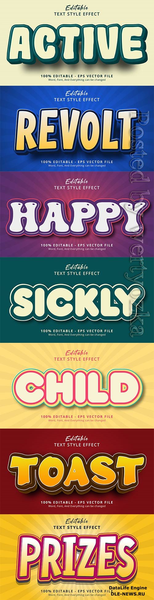 3d editable text style effect vector vol 833