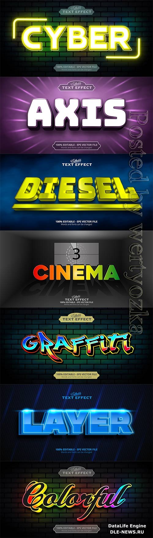 3d editable text style effect vector vol 832