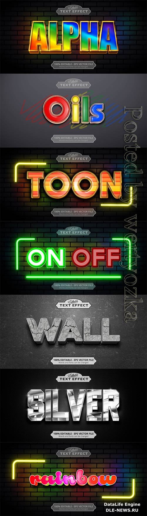 3d editable text style effect vector vol 829