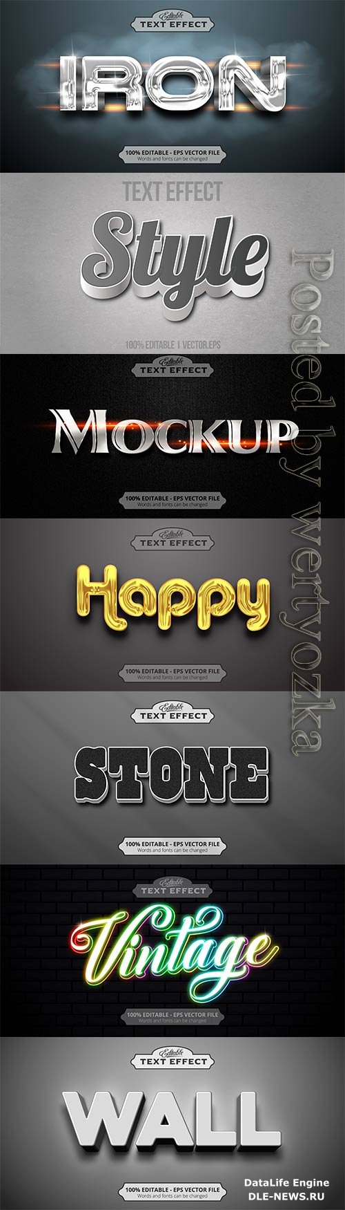 3d editable text style effect vector vol 828