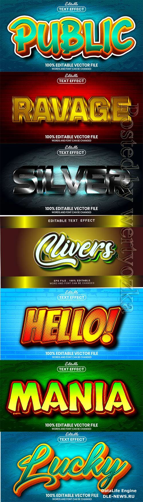 3d editable text style effect vector vol 848