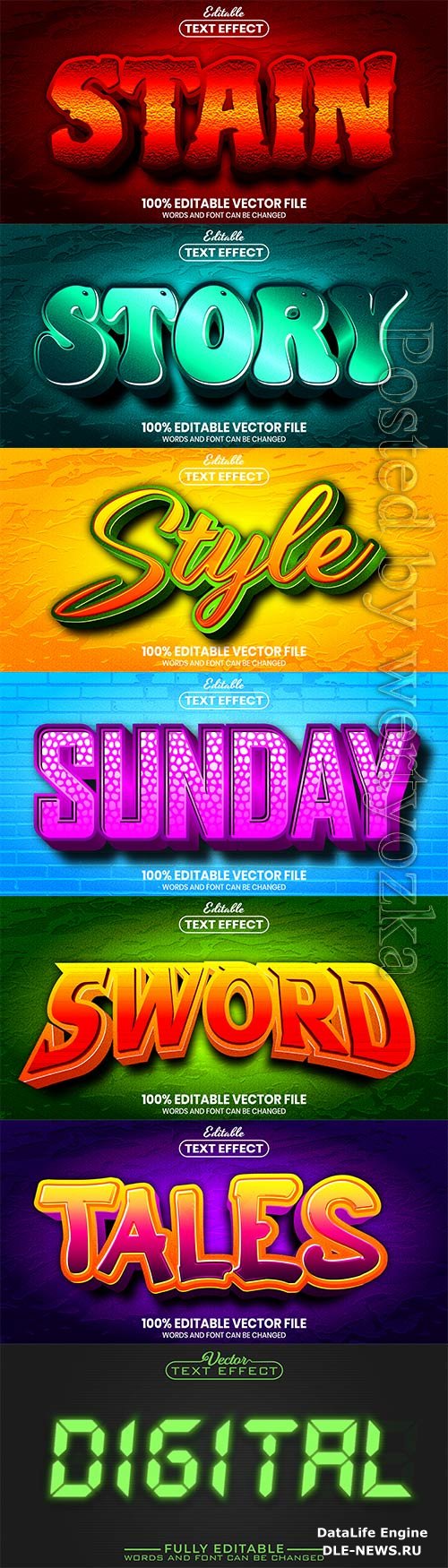 3d editable text style effect vector vol 844