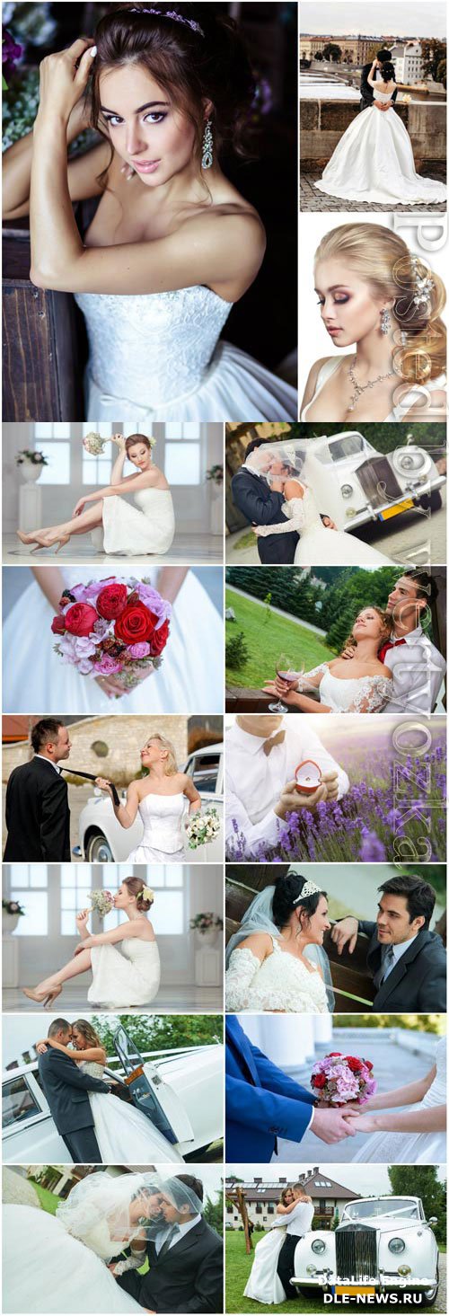 Wedding set, bride and groom stock photo