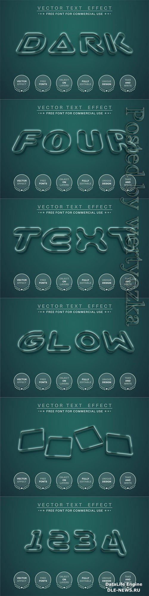 Dark green - editable text effect, font style