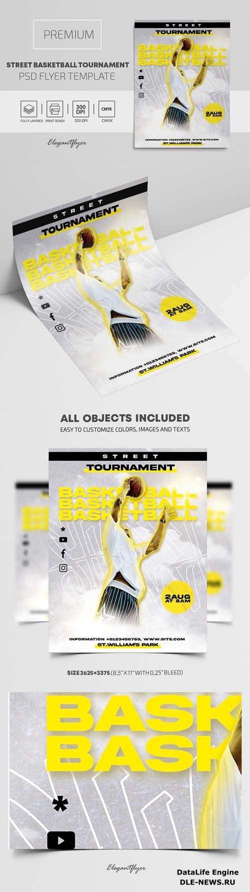 Street Basketball Tournament PSD Flyer