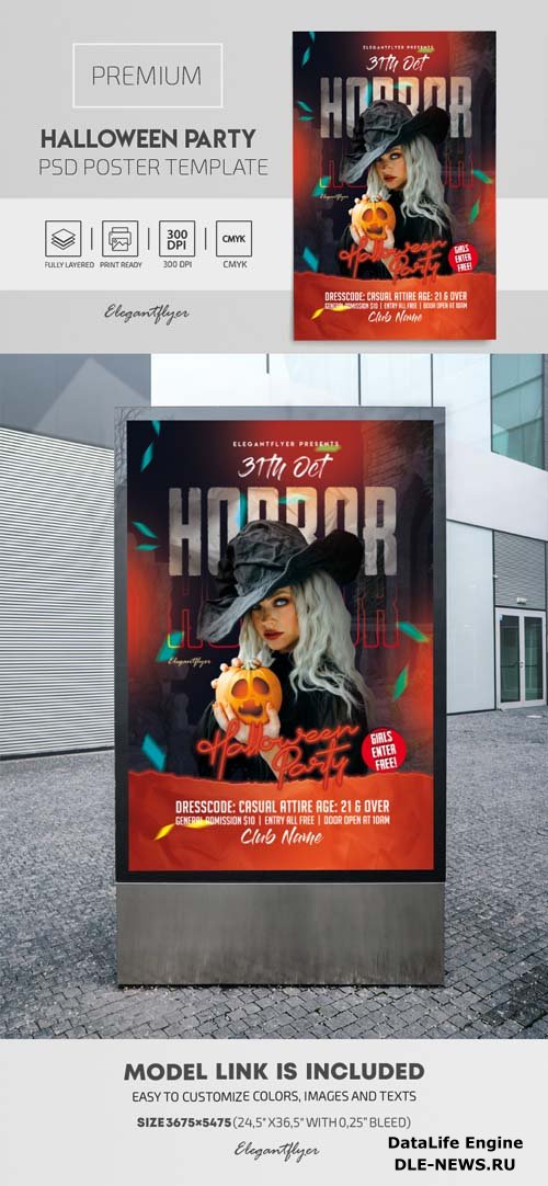 Halloween Horror Party PSD Flyer