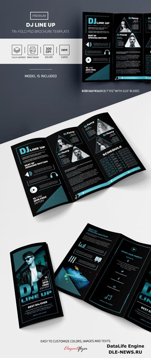 DJ lineup Tri fold Brochure