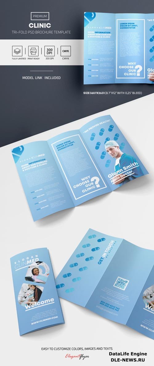 Clinic Premium Tri Fold PSD Template