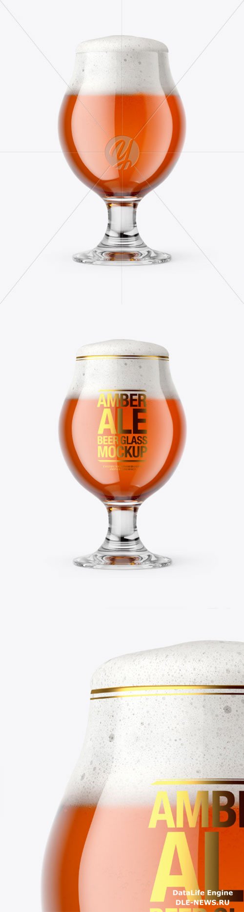 Tulip Glass With Amber Ale Beer Mockup 86481