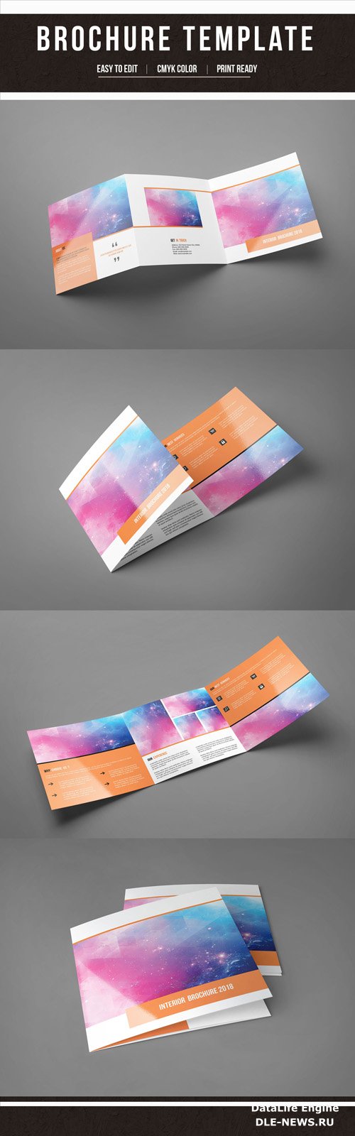 AdobeStock Square Trifold Brochure Layout with Orange Accents 199626929