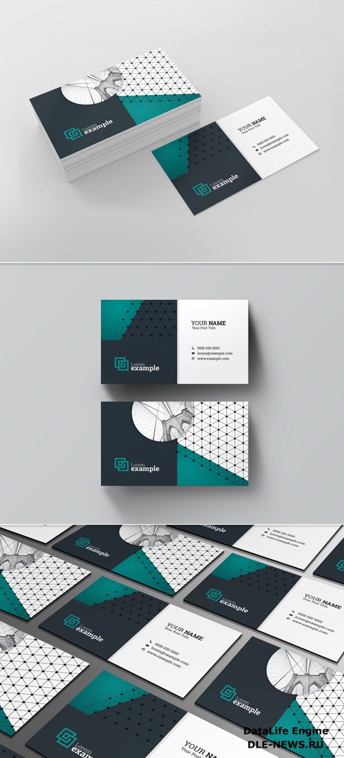 AdobeStock Business Card Layout with Teal Accents 210367501