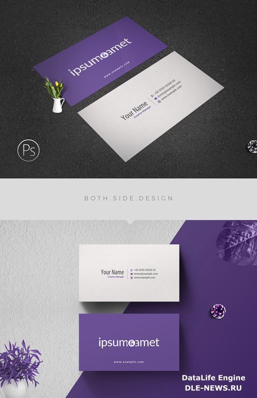 AdobeStock Business Card Layout with Purple Accents 205412794