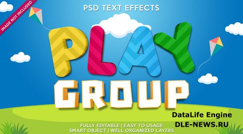 Play group text effect Premium Psd