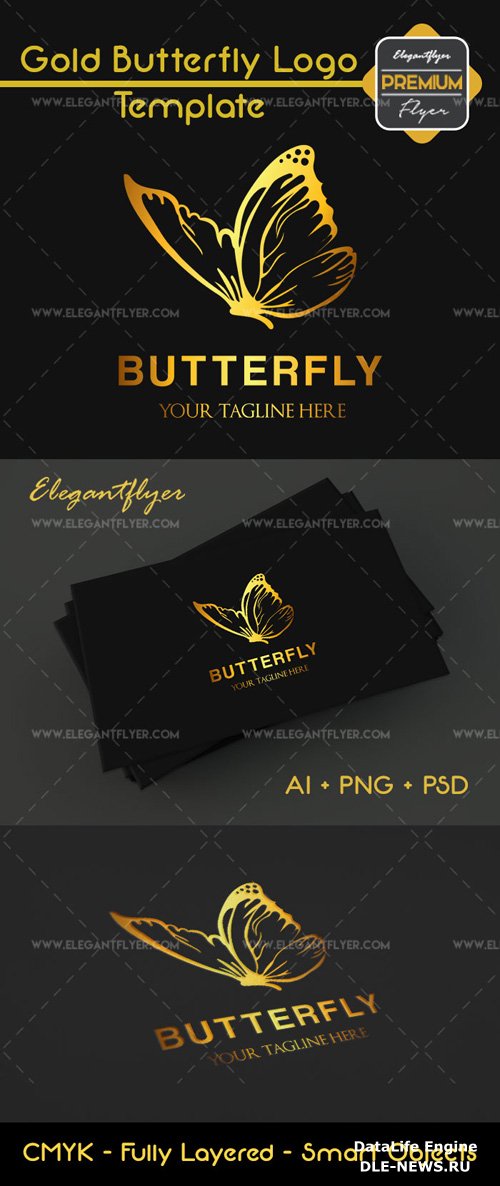 Gold Butterfly Premium Logo Template