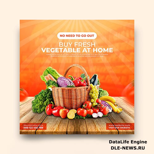 Online vegetable and grocery delivery promotion banner instagram social media post template psd