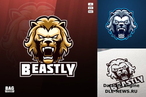 Golden Lion Esport Logo design templates