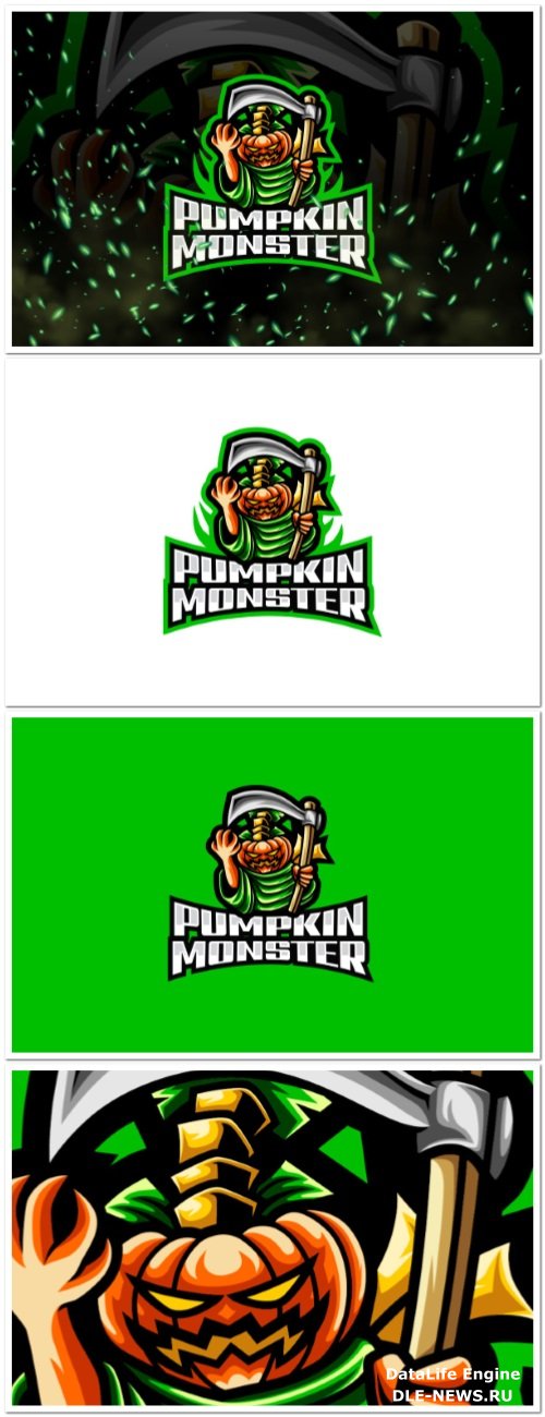 Pumpkin Monster E-Sport and Sport Logo Template