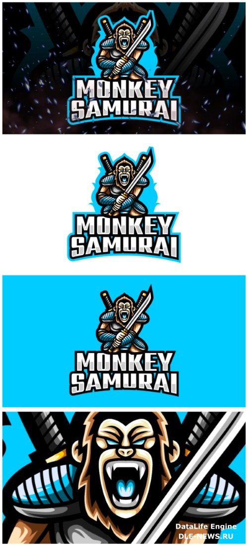 Monkey Samurai E-Sport and Sport Logo Template