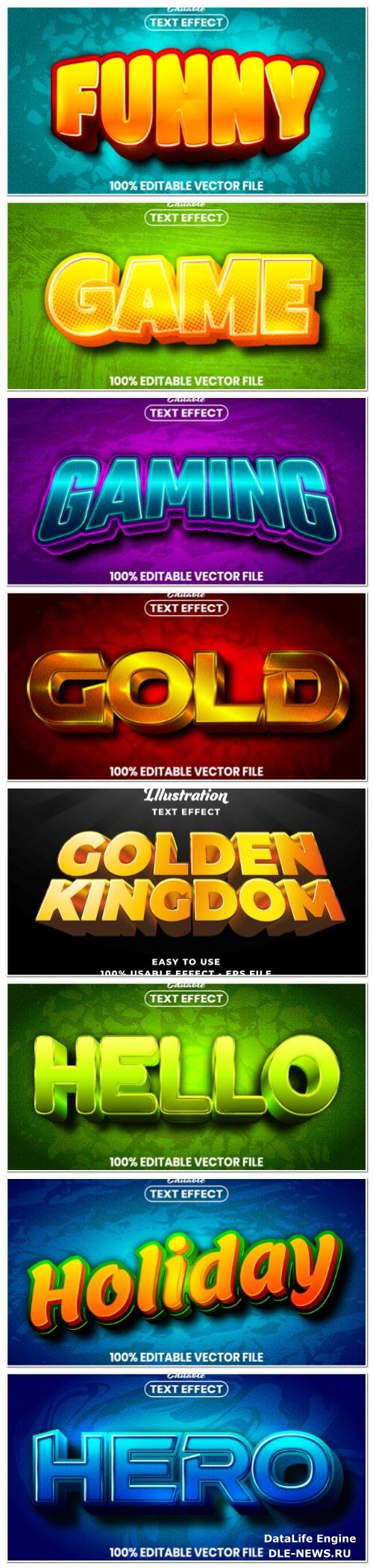 Set 3d editable text style effect vector vol 148