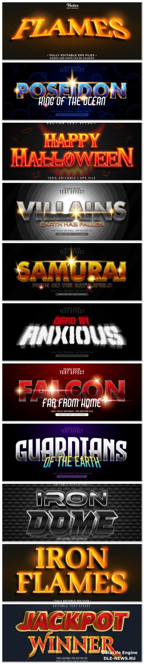 Set 3d editable text style effect vector vol 149